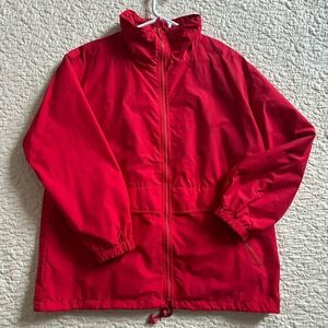 Vintage Eddie Bauer Jacket Windbreaker Women's XL Nylon Red Liner Outdoor